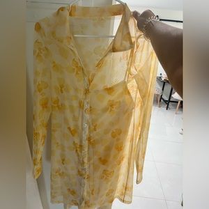 Mesh button down dress